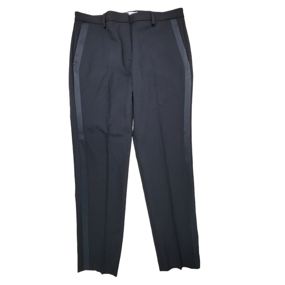 Gerard Darel Women’s Mid Rise Wool Modern Fit Straight Leg Tuxedo Pants Size Lrg